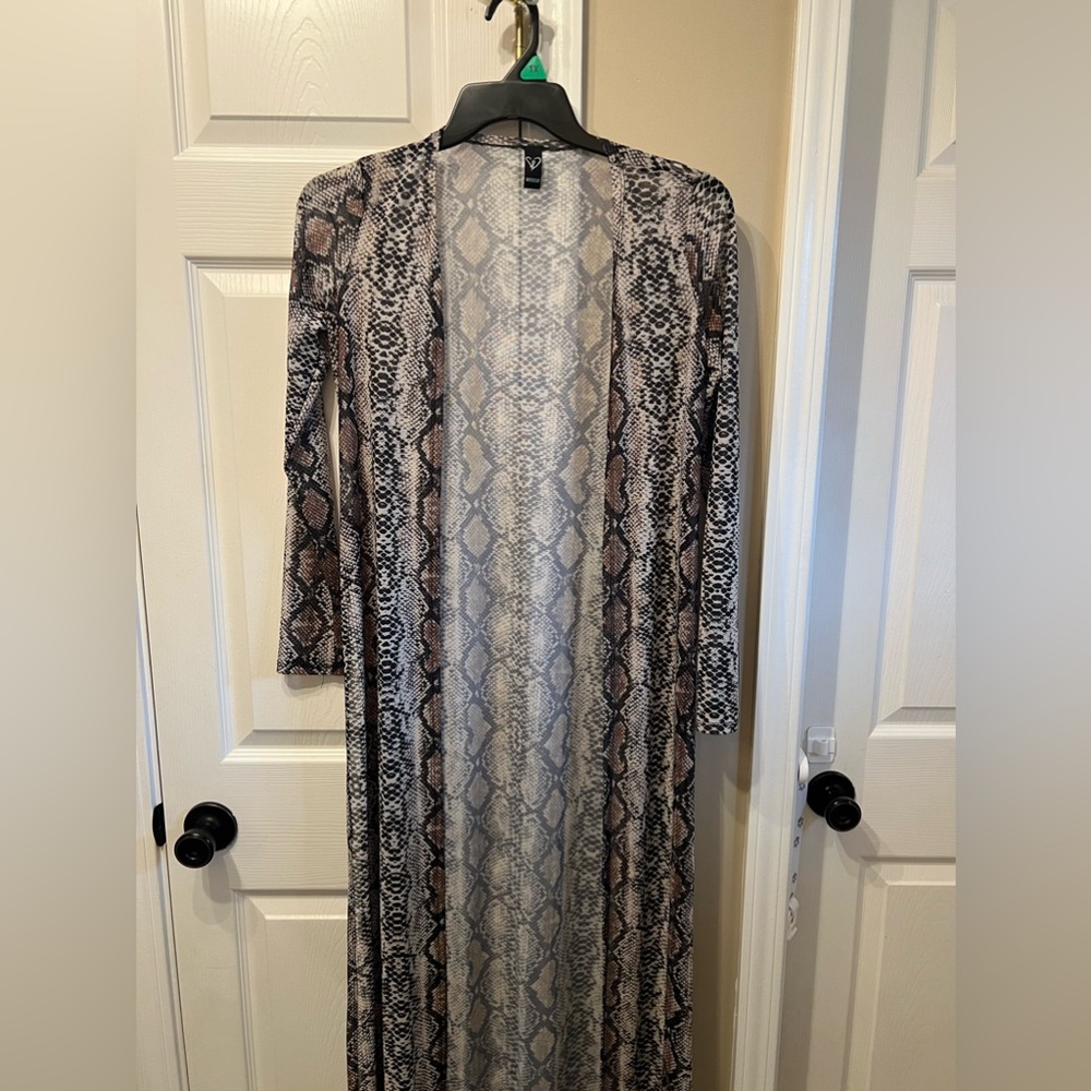 Women’s Sultry Slither Mesh Snake Print Duster size S - Picture 2 of 7
